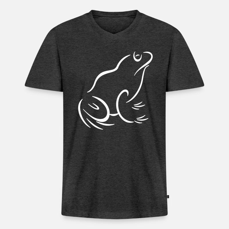 Frosch - Männer Premium Bio T-Shirt mit V-Ausschnitt - Anthrazit meliert