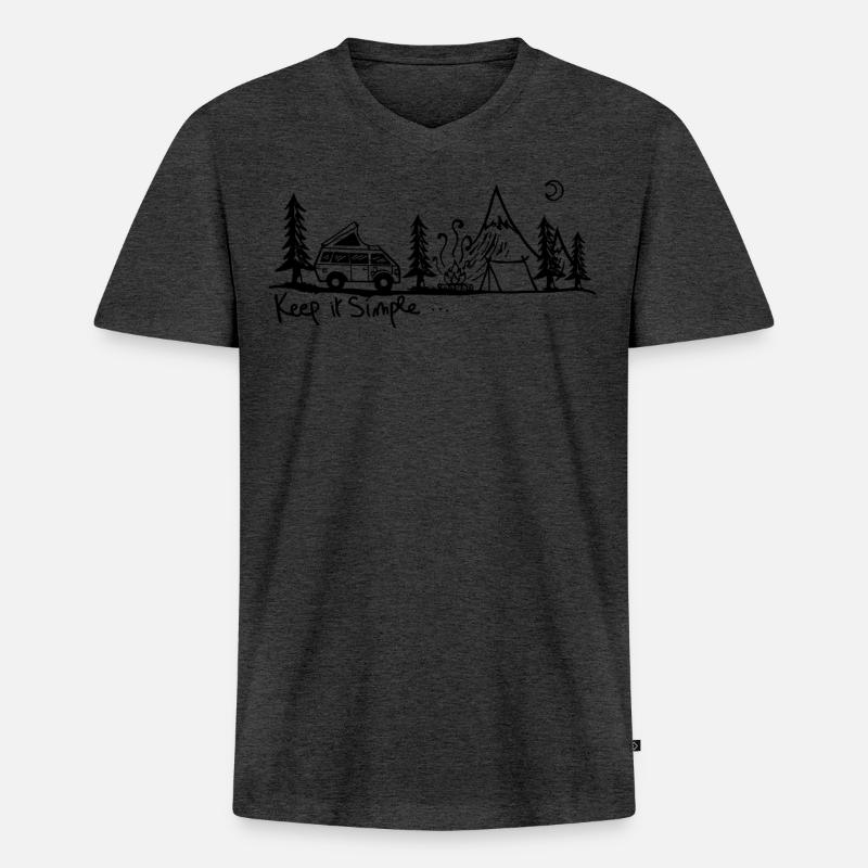 halte es einfach - Männer Premium Bio T-Shirt mit V-Ausschnitt - Anthrazit meliert