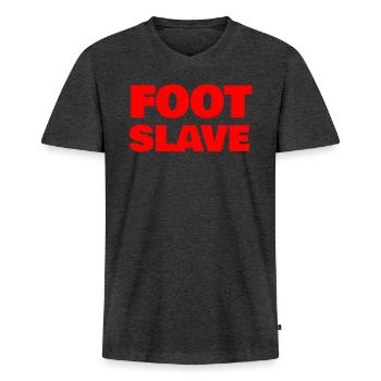 FOOT SLAVE - Männer Premium Bio T-Shirt mit V-Ausschnitt - Anthrazit meliert - Vorne - Nico (187cm)