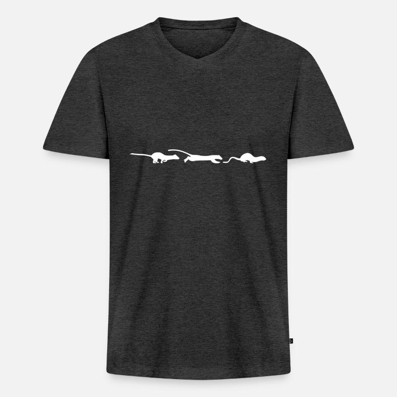 Wiesel - Männer Premium Bio T-Shirt mit V-Ausschnitt - Anthrazit meliert