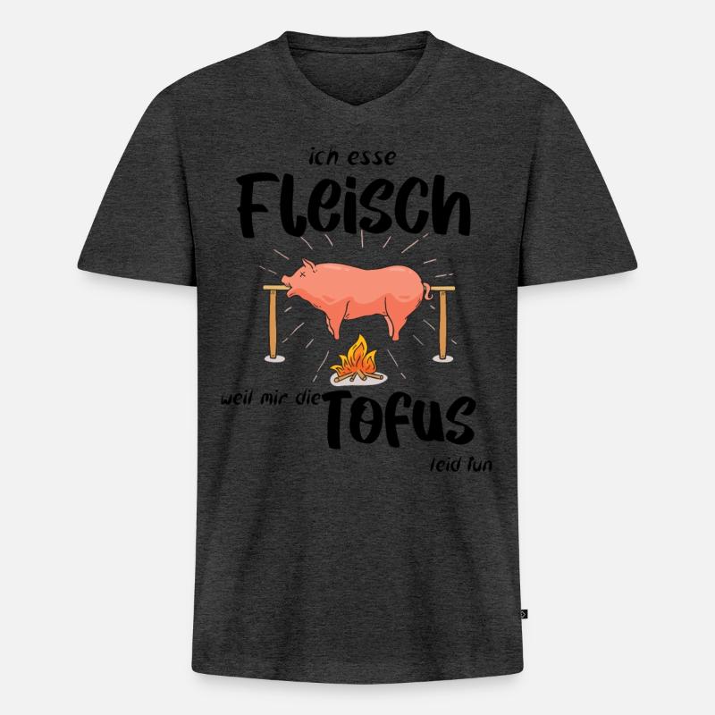 ich esse Fleisch - Männer Premium Bio T-Shirt mit V-Ausschnitt - Anthrazit meliert