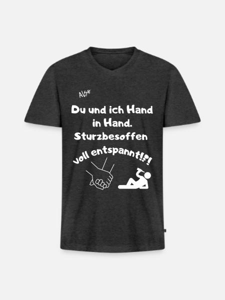Hand in Hand - Männer Premium Bio T-Shirt mit V-Ausschnitt - Anthrazit meliert