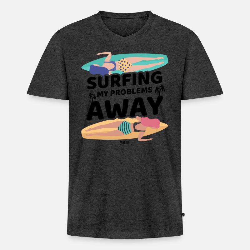Mutter Surfbrett Freundin Schwester - Männer Premium Bio T-Shirt mit V-Ausschnitt - Anthrazit meliert