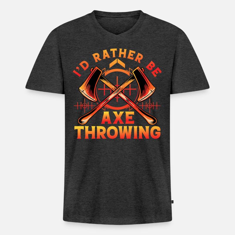 I'd rather be Axe Throwing - Männer Premium Bio T-Shirt mit V-Ausschnitt - Anthrazit meliert