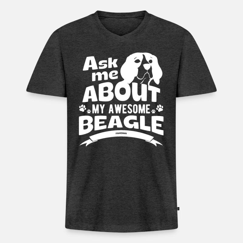 Beagle - Männer Premium Bio T-Shirt mit V-Ausschnitt - Anthrazit meliert