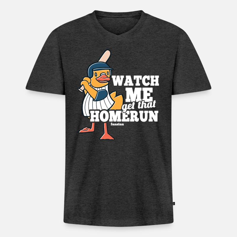 Ente Vogel Baseball Geschenk - Männer Premium Bio T-Shirt mit V-Ausschnitt - Anthrazit meliert