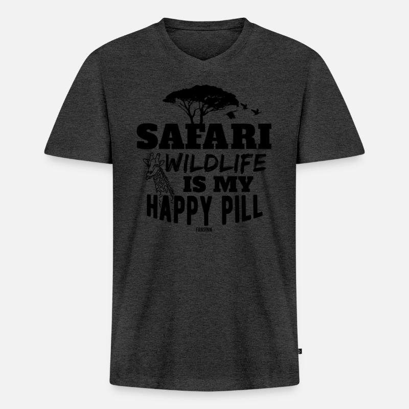 Giraffe - Männer Premium Bio T-Shirt mit V-Ausschnitt - Anthrazit meliert