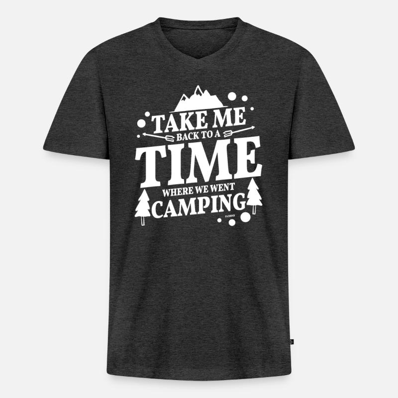 cooler Campingspruch - Männer Premium Bio T-Shirt mit V-Ausschnitt - Anthrazit meliert