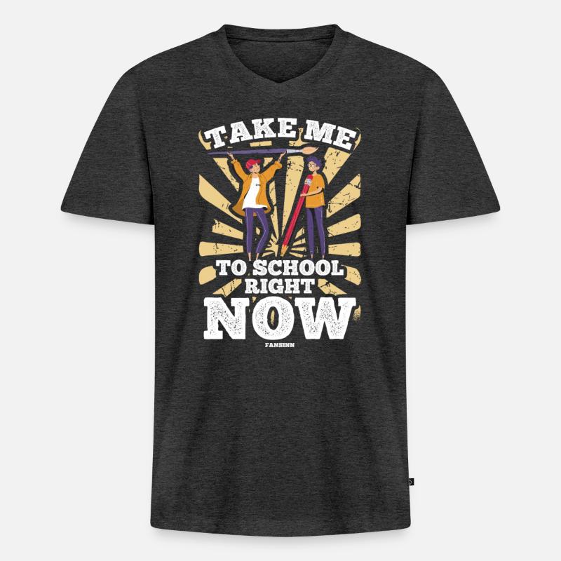 Kindergarten Schule Lehrer Spruch - Männer Premium Bio T-Shirt mit V-Ausschnitt - Anthrazit meliert
