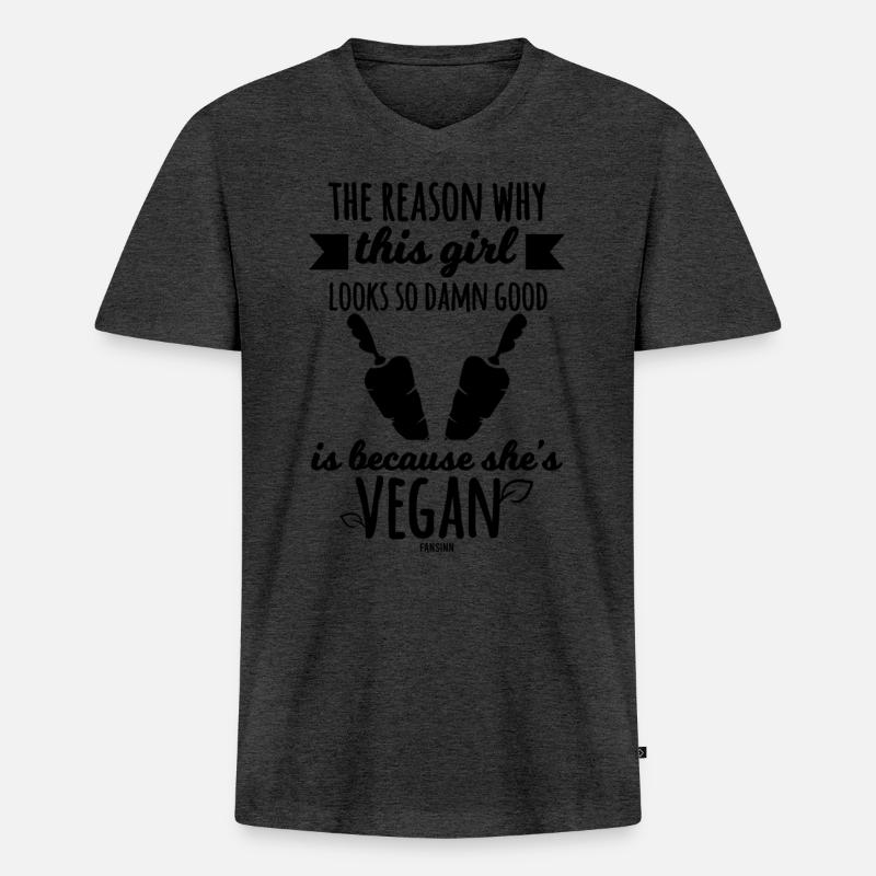 vegane Mutter Mädchen Vegetarierin - Männer Premium Bio T-Shirt mit V-Ausschnitt - Anthrazit meliert