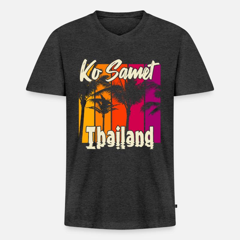 Ko Samet Thailand - Männer Premium Bio T-Shirt mit V-Ausschnitt - Anthrazit meliert