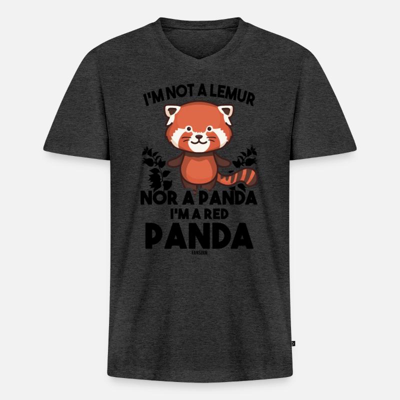 ich bin ein Roter Panda - Männer Premium Bio T-Shirt mit V-Ausschnitt - Anthrazit meliert