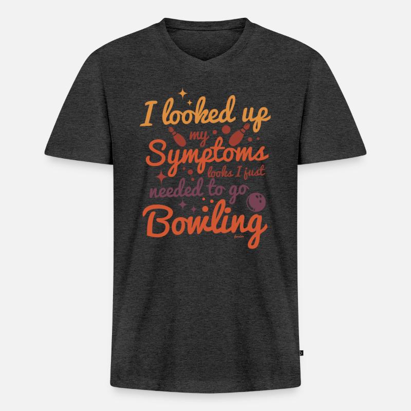 Bowling Strike Bowlingbahn Bowlingteam - Männer Premium Bio T-Shirt mit V-Ausschnitt - Anthrazit meliert