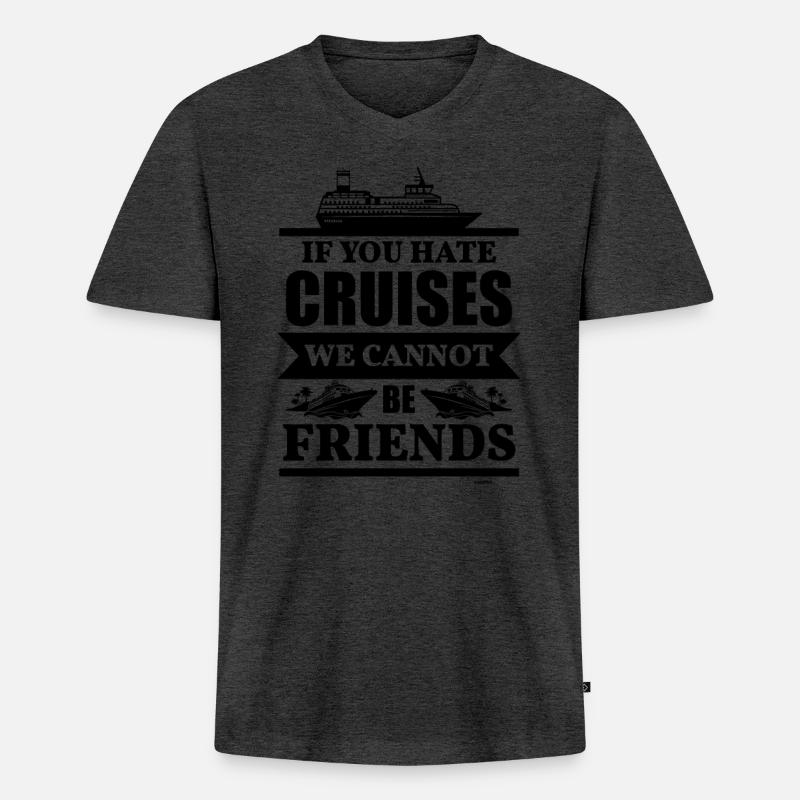 Freunde Kreuzfahrtschiff Geschenkidee - Männer Premium Bio T-Shirt mit V-Ausschnitt - Anthrazit meliert