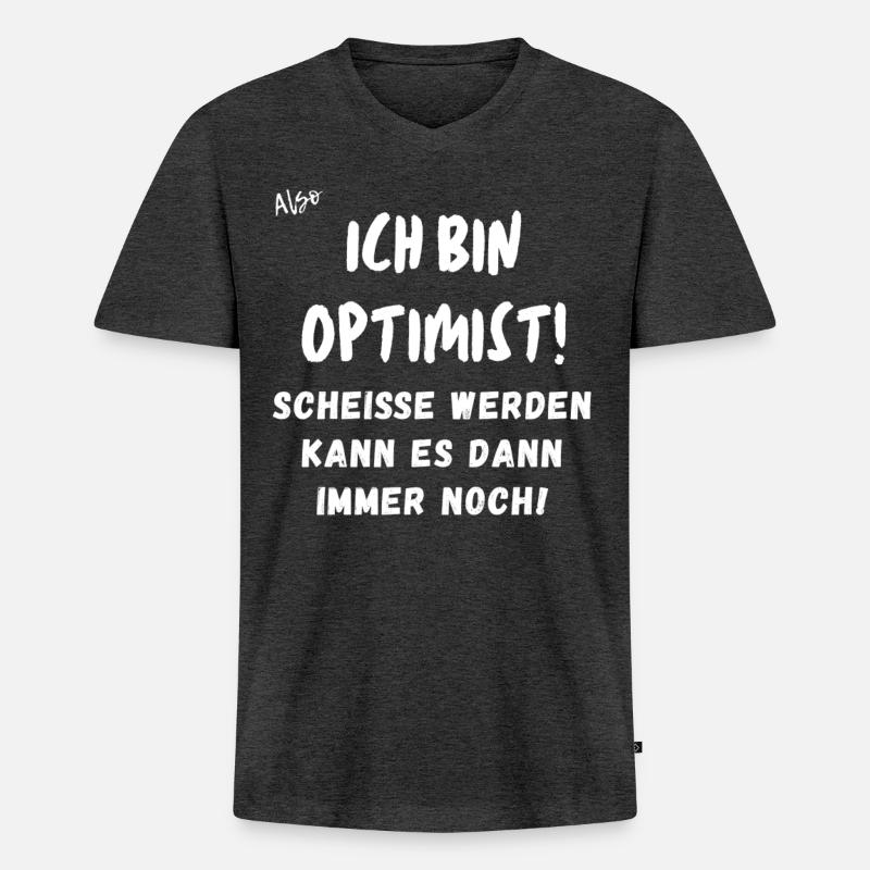 ich bin Optimist. - Männer Premium Bio T-Shirt mit V-Ausschnitt - Anthrazit meliert