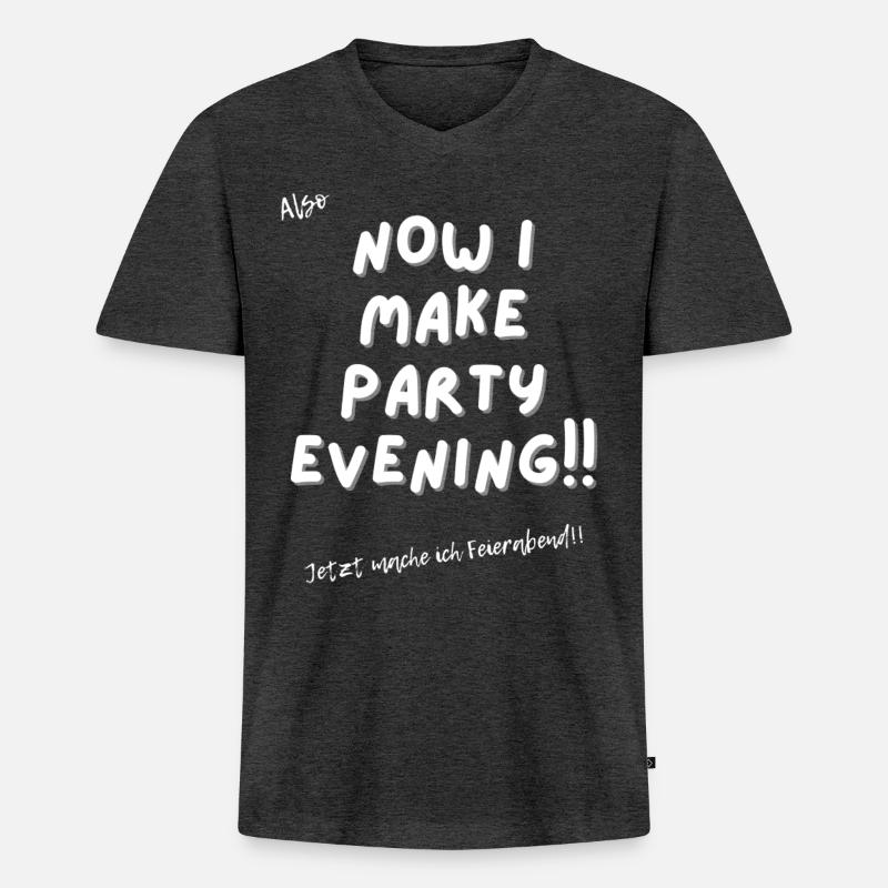 Jetzt mache ich Feierabend. - Männer Premium Bio T-Shirt mit V-Ausschnitt - Anthrazit meliert