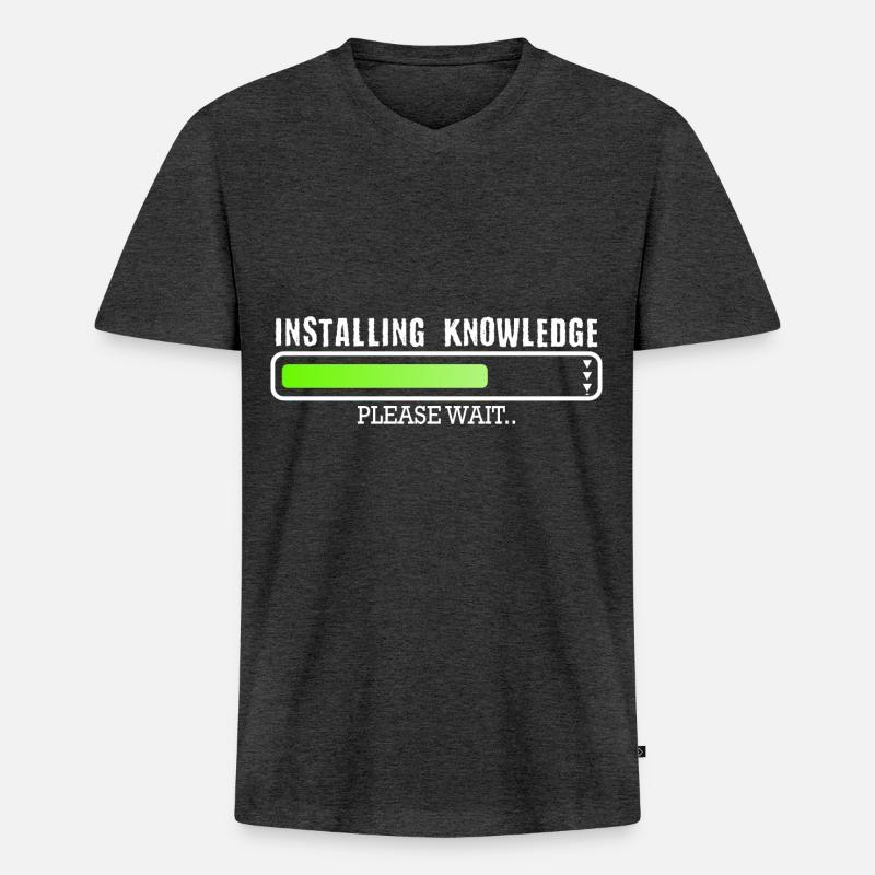 Installing Knowledge please wait - Männer Premium Bio T-Shirt mit V-Ausschnitt - Anthrazit meliert