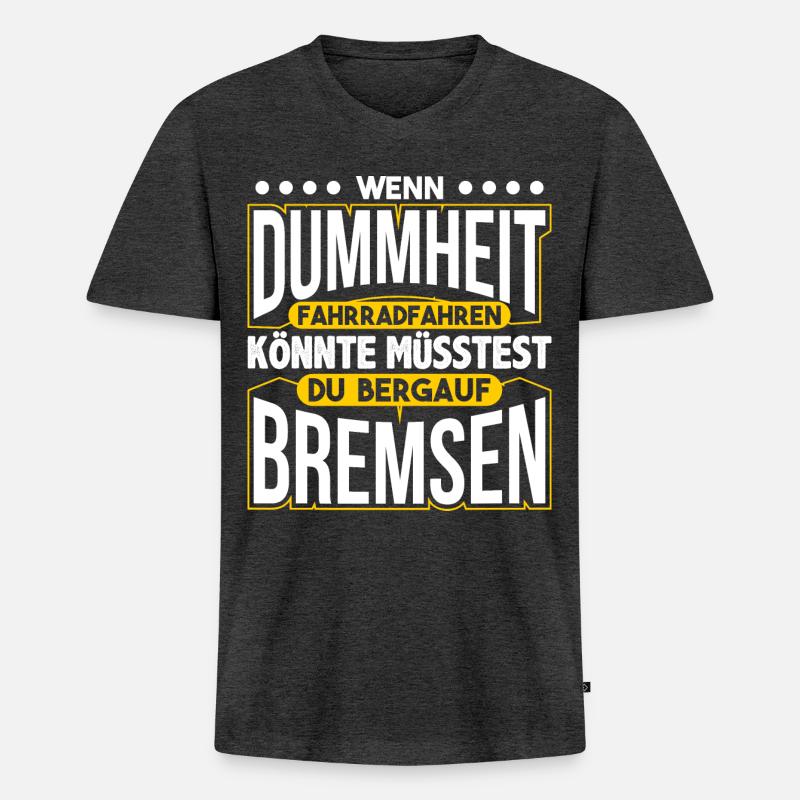 Fahrradfahrer Geschenk - Männer Premium Bio T-Shirt mit V-Ausschnitt - Anthrazit meliert