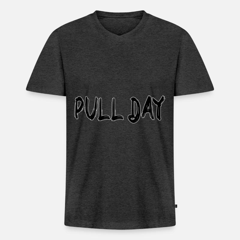 Pull day - Männer Premium Bio T-Shirt mit V-Ausschnitt - Anthrazit meliert