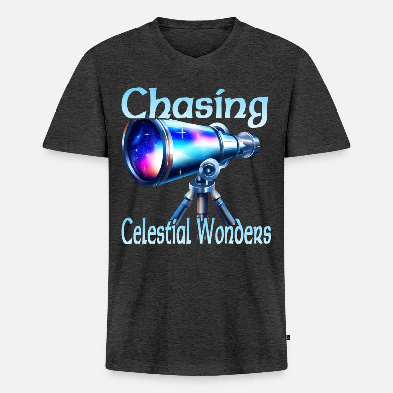 Chasing Celestial Wonders - Männer Premium Bio T-Shirt mit V-Ausschnitt - Anthrazit meliert