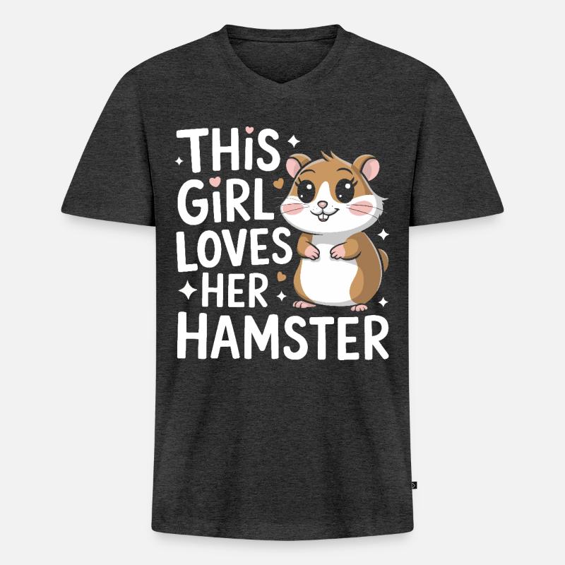 Hamster - Männer Premium Bio T-Shirt mit V-Ausschnitt - Anthrazit meliert
