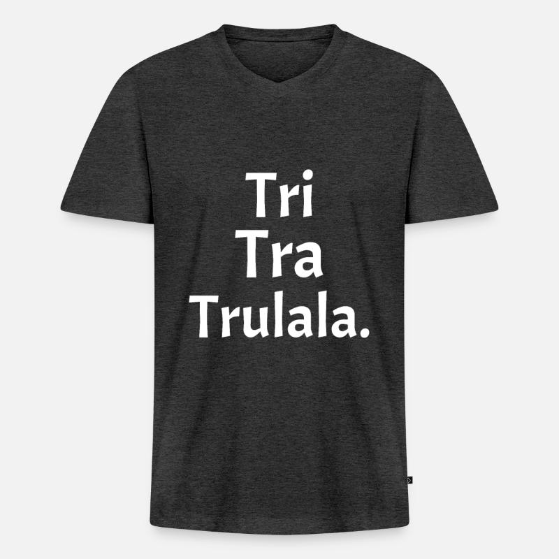 Kinderlied Tri Tra Trulala. - Männer Premium Bio T-Shirt mit V-Ausschnitt - Anthrazit meliert