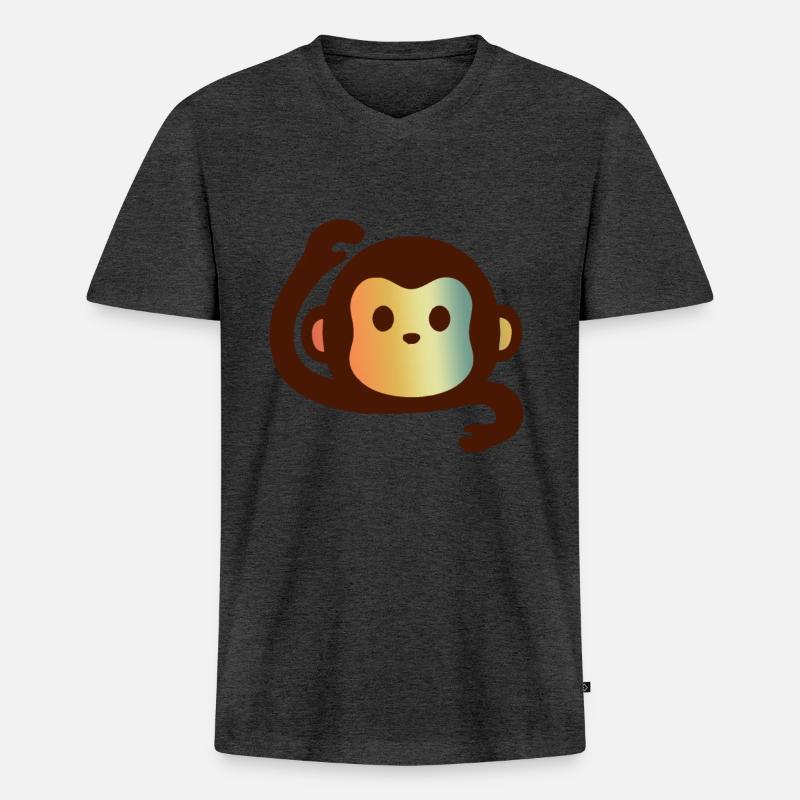 MONKEY MONKEY MONKEY MONKEY - Männer Premium Bio T-Shirt mit V-Ausschnitt - Anthrazit meliert