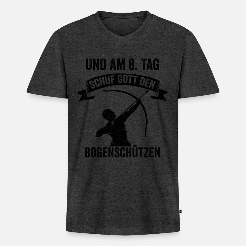 Bogenschießen Bogen Pfeil Bogenschützen Geschenkid - Männer Premium Bio T-Shirt mit V-Ausschnitt - Anthrazit meliert