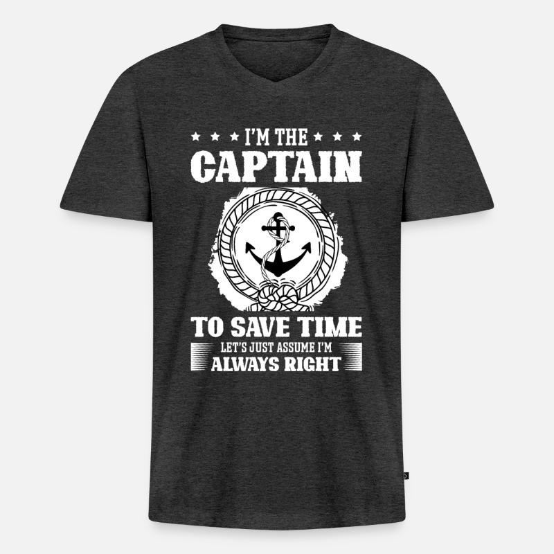 Bootfahren für ein Bootsfächerbootfahren - Männer Premium Bio T-Shirt mit V-Ausschnitt - Anthrazit meliert
