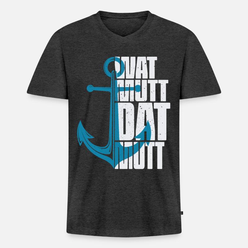 Wat Mutt Dat Mutt - Männer Premium Bio T-Shirt mit V-Ausschnitt - Anthrazit meliert