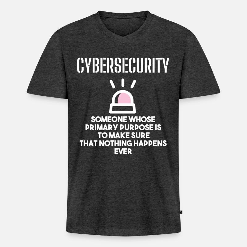 Cybersecurity - IT Security Computer Scientists - Men's Premium Organic T-shirt with V-neck - heather anthracite