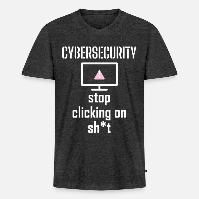 Cybersecurity - IT-Sicherheit Informatiker - Männer Premium Bio T-Shirt mit V-Ausschnitt - Anthrazit meliert