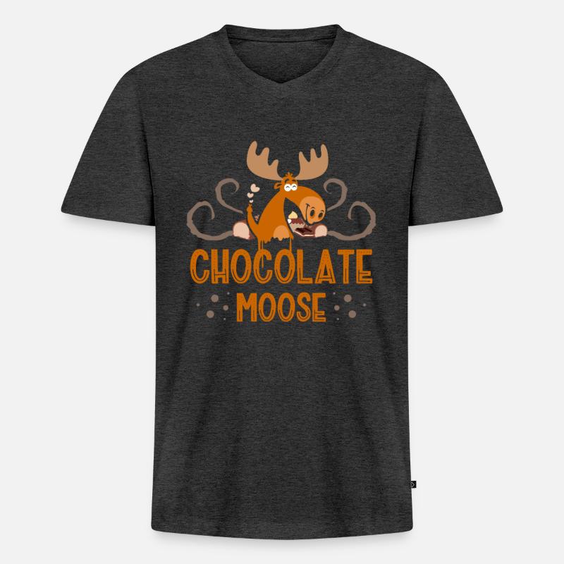Schokoladen-elch-tier-tier Alces Choco Deer - Männer Premium Bio T-Shirt mit V-Ausschnitt - Anthrazit meliert