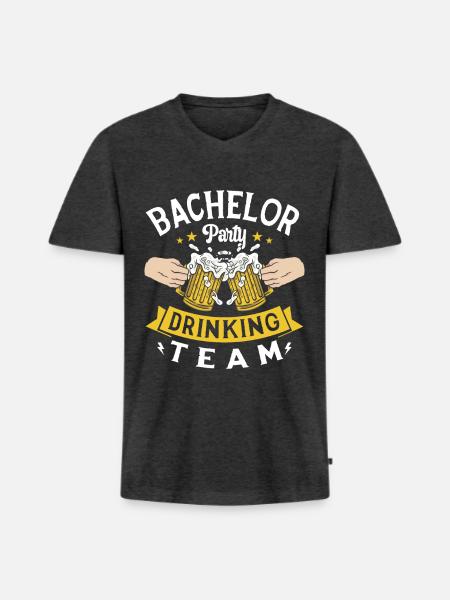 Junggesellenabschied Trinken Team Biertrinker - Männer Premium Bio T-Shirt mit V-Ausschnitt - Anthrazit meliert