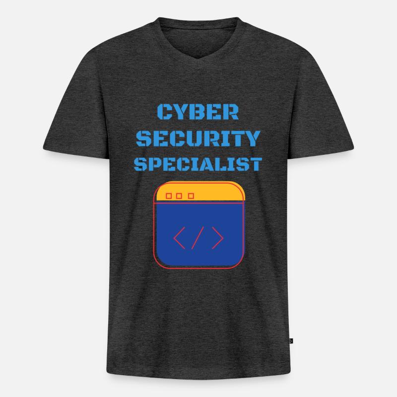 Cybersecurity - IT-Sicherheit Informatiker - Männer Premium Bio T-Shirt mit V-Ausschnitt - Anthrazit meliert