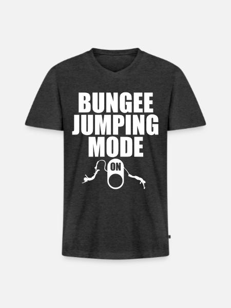 Bungee-jumping-modus Auf Bungee-jumper-adrenalin - Männer Premium Bio T-Shirt mit V-Ausschnitt - Anthrazit meliert