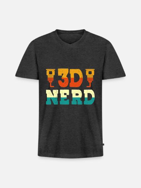 3d-nerd-3d-drucker-düse 3d-druck-liebhaber - Männer Premium Bio T-Shirt mit V-Ausschnitt - Anthrazit meliert
