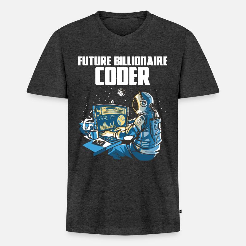 Future billionaire coder - Männer Premium Bio T-Shirt mit V-Ausschnitt - Anthrazit meliert