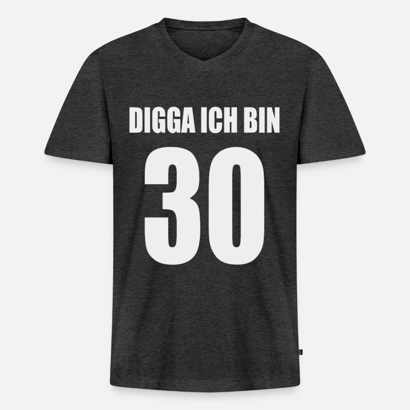 Digga ich bin 30 - Männer Premium Bio T-Shirt mit V-Ausschnitt - Anthrazit meliert