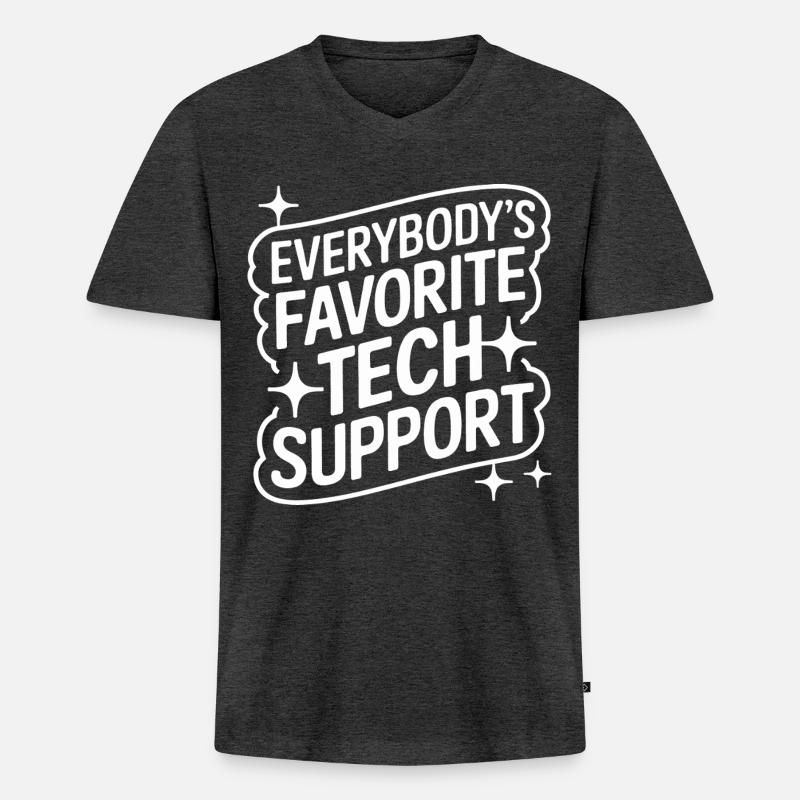 Technischer Support Computerfreak Nerd - Männer Premium Bio T-Shirt mit V-Ausschnitt - Anthrazit meliert
