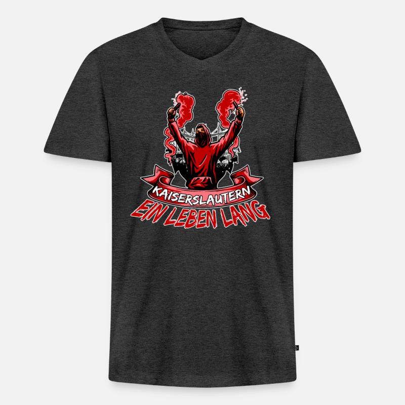 Kaiserslautern ein Leben lang - Männer Premium Bio T-Shirt mit V-Ausschnitt - Anthrazit meliert