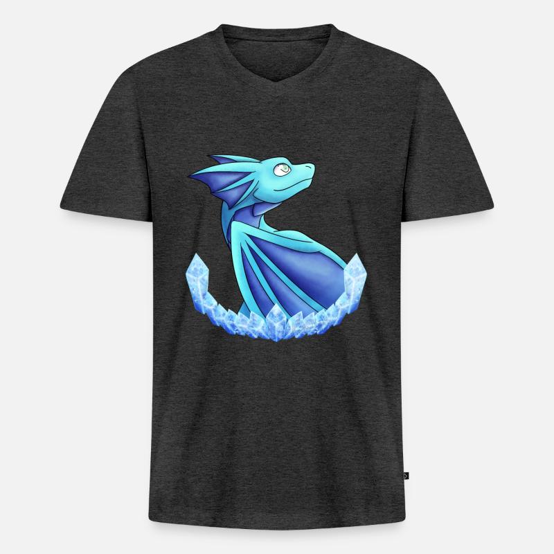 Frost-Drache - Männer Premium Bio T-Shirt mit V-Ausschnitt - Anthrazit meliert