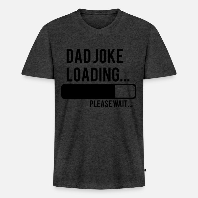dad joke loading please wait - Männer Premium Bio T-Shirt mit V-Ausschnitt - Anthrazit meliert
