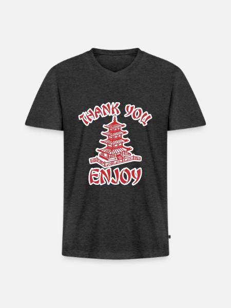 Thank You Enjoy Asia - Männer Premium Bio T-Shirt mit V-Ausschnitt - Anthrazit meliert