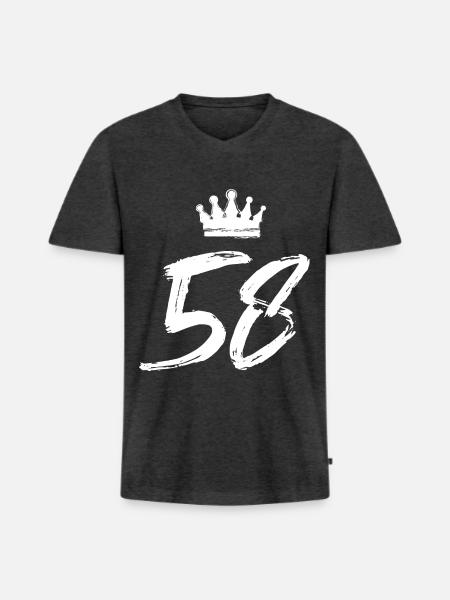 58 Couronne numérique - T-shirt encolure en V Premium bio Homme - anthracite chiné