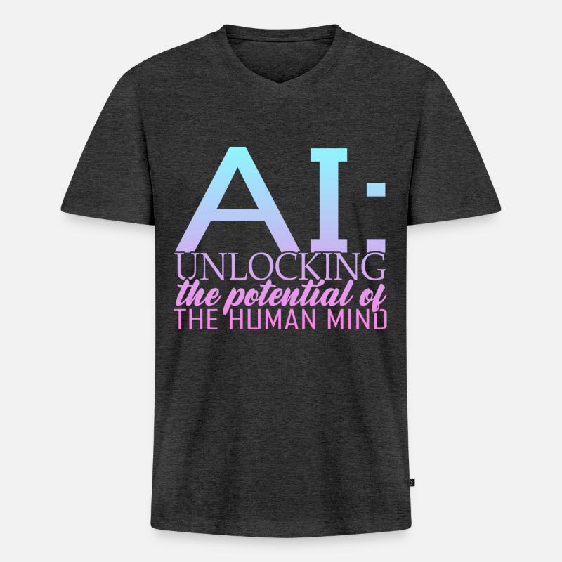 Künstliche Intelligenz Deep Learning - Männer Premium Bio T-Shirt mit V-Ausschnitt - Anthrazit meliert