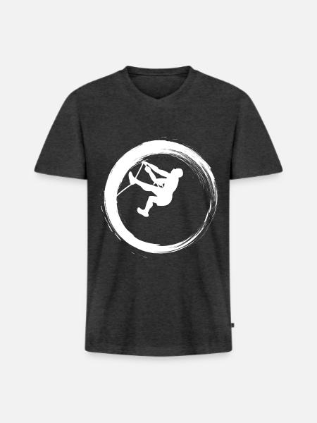 Sporty Hobby Leidenschaft Klettern - Männer Premium Bio T-Shirt mit V-Ausschnitt - Anthrazit meliert