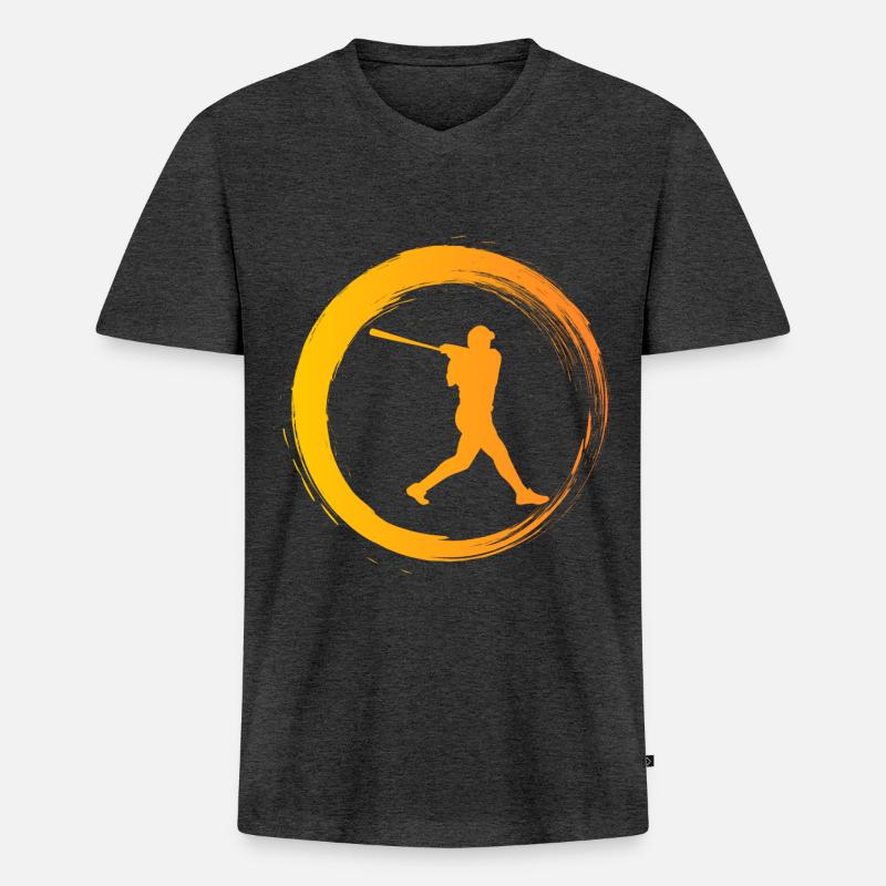 Sporty Hobby Leidenschaft Baseball - Männer Premium Bio T-Shirt mit V-Ausschnitt - Anthrazit meliert