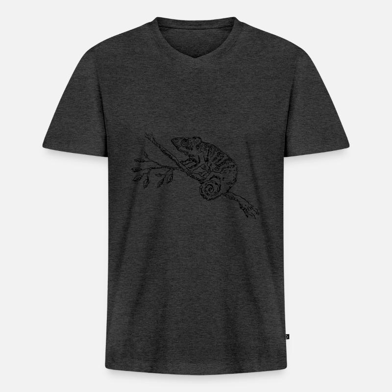 Chamäleon. Chamaeleon. - Männer Premium Bio T-Shirt mit V-Ausschnitt - Anthrazit meliert