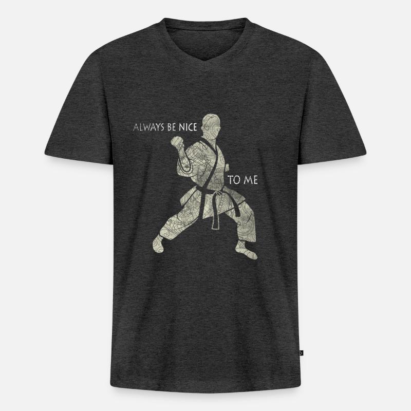 Karate-Spieler - Männer Premium Bio T-Shirt mit V-Ausschnitt - Anthrazit meliert